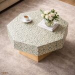 Modern Round Green Bone Inly Coffee Table - Image 3