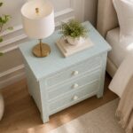 Grey Modern Bone Inlay Bedside Table - Image 3