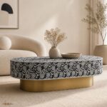 Modern Black Floral Bone Inly Coffee Table - Image 3
