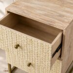 Yellow Modern Bone Inlay Bedside Table - Image 4