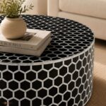 Modern Round Black Bone Inly Coffee Table - Image 3
