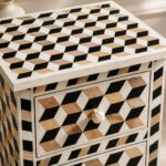 Modern Brown ,Black or White Bone Inlay Bedside Table - Image 4