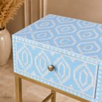 Modern Blue or White Color Bone Inlay Bedside Table - Image 5