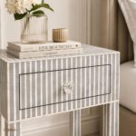 Modern Grey or White Color Bone Inlay Bedside Table - Image 4