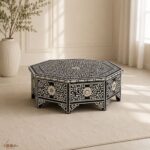 Modern Round Black Bone Inly Coffee Table - Image 4