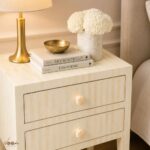 Modern Cream or White Color Bone Inlay Bedside Table - Image 5