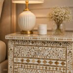 Modern Brown ,White or Grey Color Bone Inlay Bedside Table - Image 4