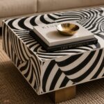 Modern Bone Inly Zebra Coffee Table - Image 5