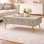 Modern Bone Inly Zebra Line Coffee Table - Image 4