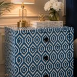 Modern Blue Color Bone Inlay Bedside Table - Image 4