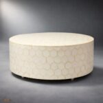 Modern Round Grey Mix Bone Inly Coffee Table - Image 3