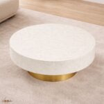 Modern Round White Mix Bone Inly Coffee Table - Image 2