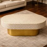 Modern Bone Inly Coffee Table With Golden Legs - Image 4
