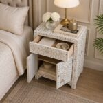 White or Grey Bone Inlay Bedside Table - Image 4