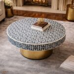 Modern Round Green Bone Inly Coffee Table - Image 4