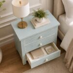Grey Modern Bone Inlay Bedside Table - Image 4