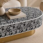 Modern Black Floral Bone Inly Coffee Table - Image 4