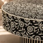 Modern Round Bone Inly Floral Coffee Table - Image 5