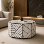 Modern Round Bone Inly Coffee Table - Image 3