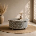 Modern Round Grey Bone Inly Coffee Table - Image 5