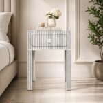 Modern Grey or White Color Bone Inlay Bedside Table - Image 5