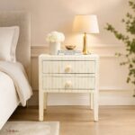 Modern Cream or White Color Bone Inlay Bedside Table