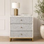 Modern White or Grey Color Bone Inlay Bedside Table - Image 5