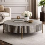 Modern Round Black or White Bone Inly Coffee Table