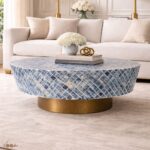 Round Bone Inly Blue Coffee Table - Image 5