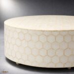 Modern Round Grey Mix Bone Inly Coffee Table - Image 4