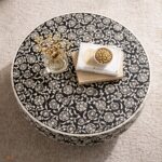 Modern Round Black or White Mix Bone Inly Coffee Table - Image 5