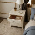 Grey Bone Inlay Bedside Table - Image 4
