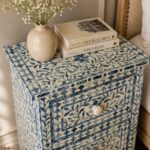 Blue and White Bone Inlay Bedside Table - Image 5