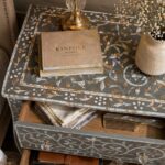 Modern Grey Bone Inlay Bedside Table - Image 5