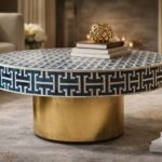 Modern Round Green Bone Inly Coffee Table - Image 5