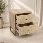 Yellow Modern Bone Inlay Bedside Table - Image 5